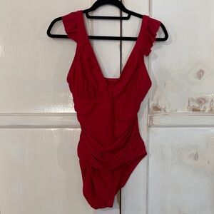Ellen Tracy Red One Piece Swimsuit
